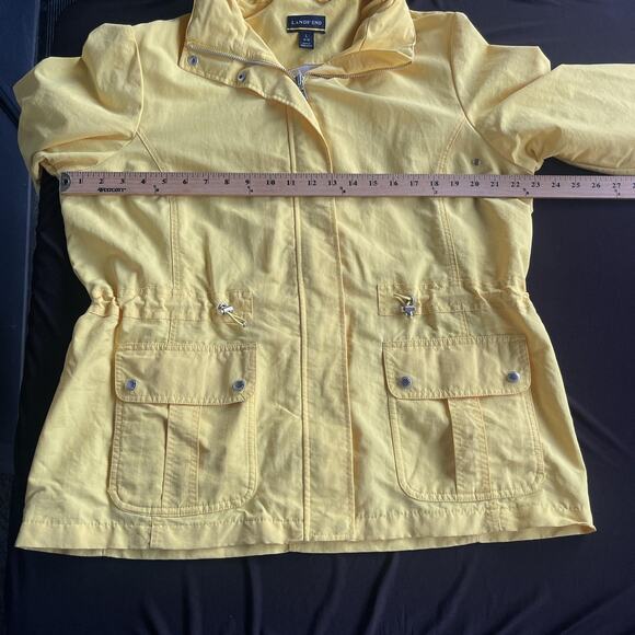 Lands' End Jacket Womens Large Yellow Mesh Lined Windbreaker Zip Front Pockets - Picture 9 of 10